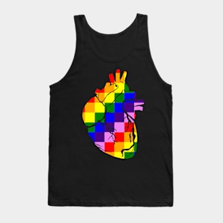 Rainbow Heart Chess Board Tank Top